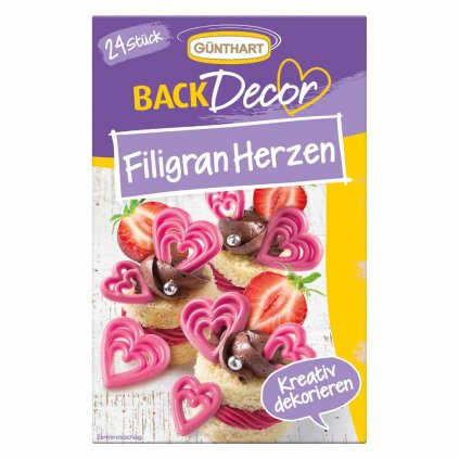 Günthart Filigránky růžové srdce 24ks obal