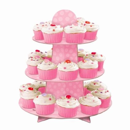 Stojan na cupcakes 3 patra růžový