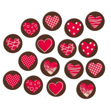 Günthart Hnědá kolečka s červeným srdcem 16ks