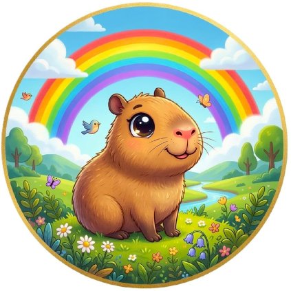 Jedlý papír kapybara s duhou