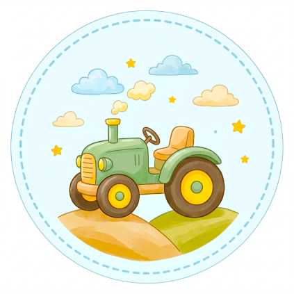 Jedlý papír ilustrovaný traktor