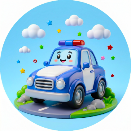 Jedlý papír kreslené auto Policie