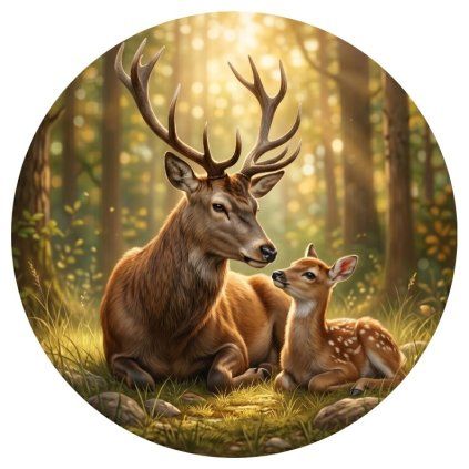 Jedlý papír Jelen s mládětem