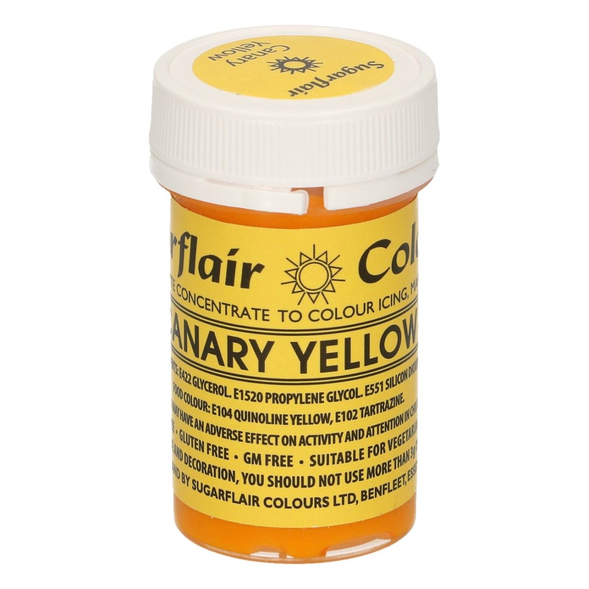 Gelová barva Sugarflair Canary Yellow 25g