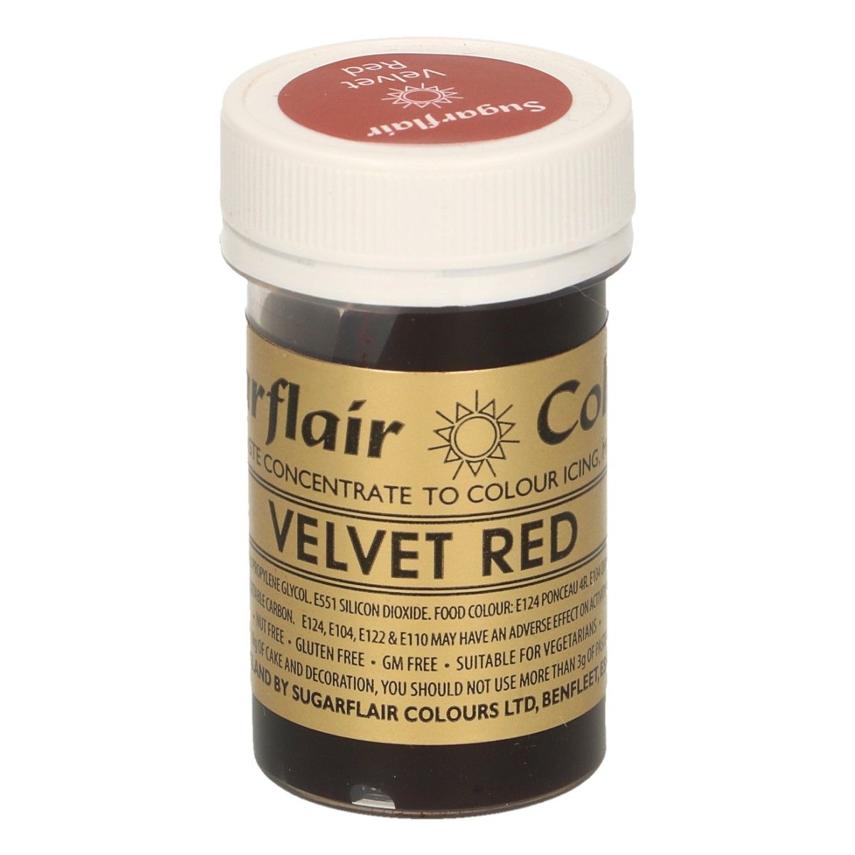 Gelová barva Sugarflair Velvet Red 25g