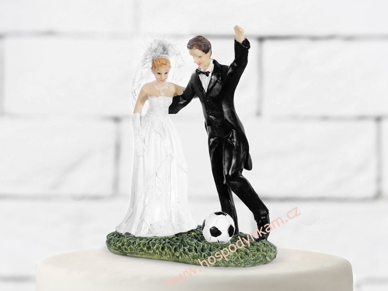 Figurka na dort - nevěsta a ženich fotbalista
