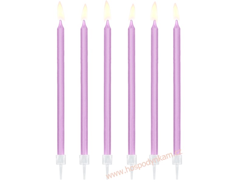 Dortové svíčky dlouhé fialové 12ks