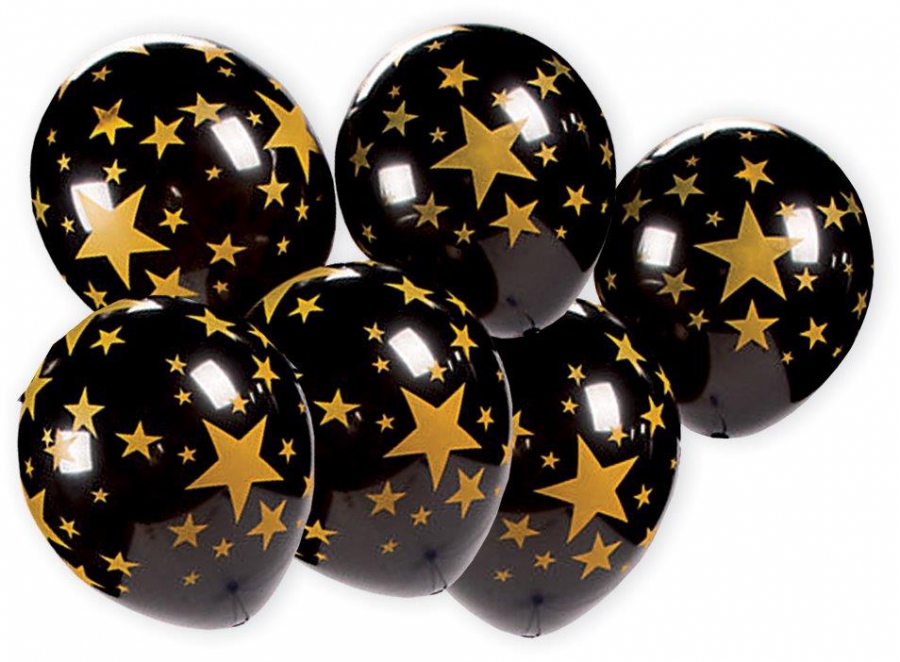 Balónky Černé s hvězdami 7ks