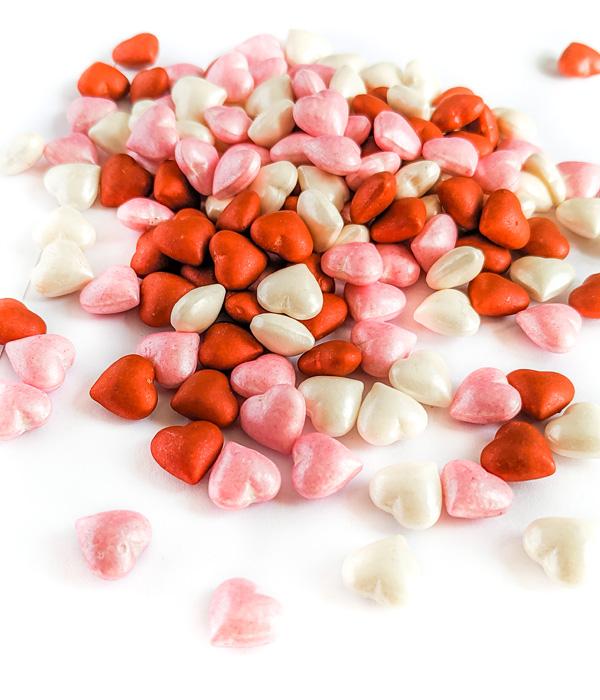 Cukrové zdobení - 3D perleťová srdíčka 40g