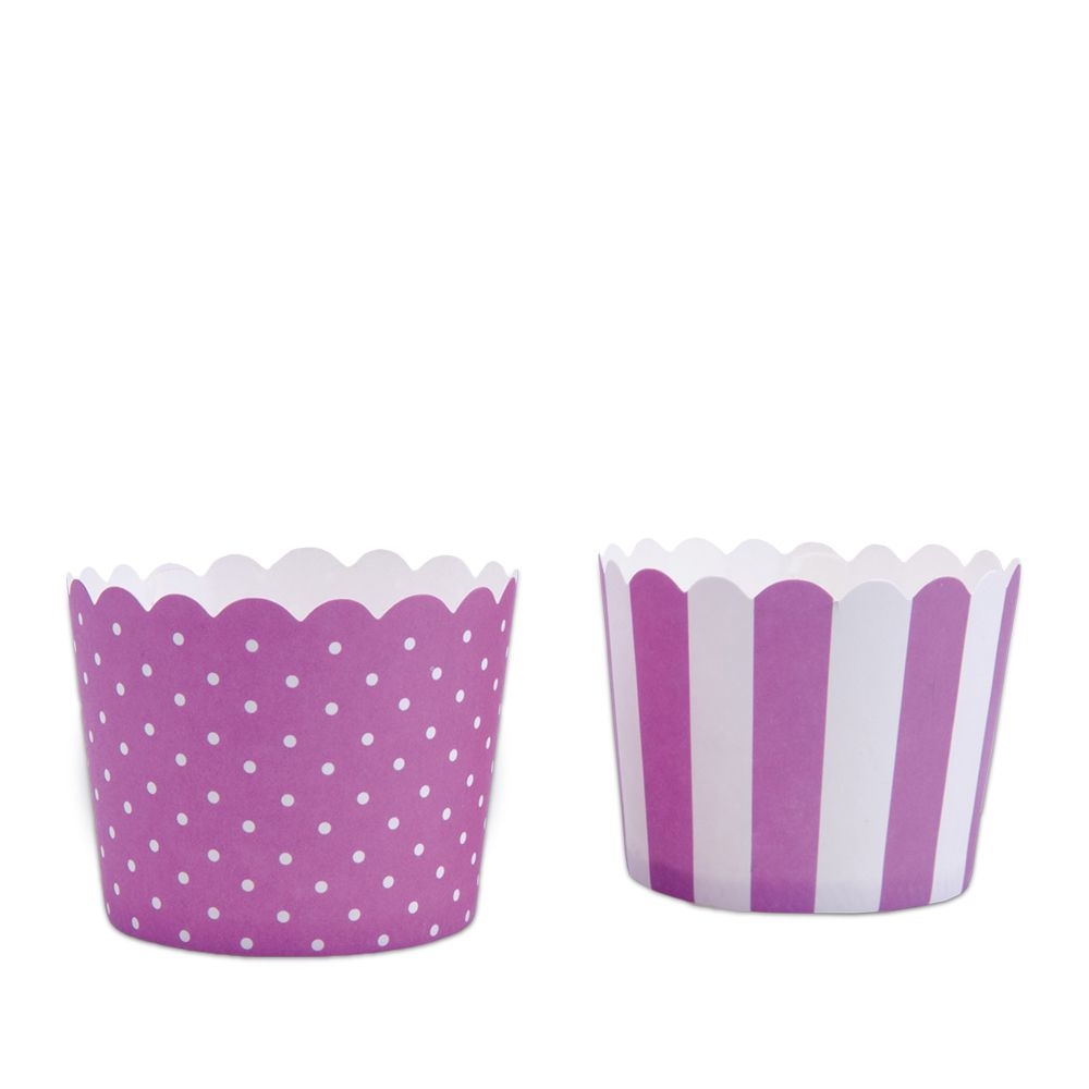 Mini samonosné košíčky na pečení fialovo-bílé 12ks