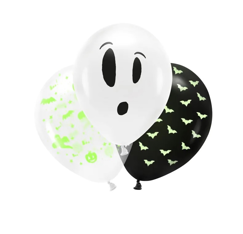Balónky Halloween 3ks svítí pod UV světlem