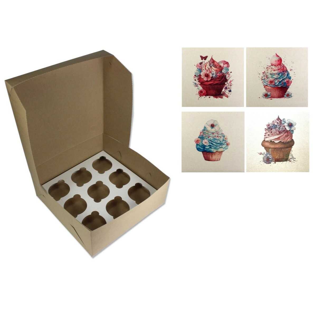 Kraftová krabice na cupcakes Muffin (na 9ks)
