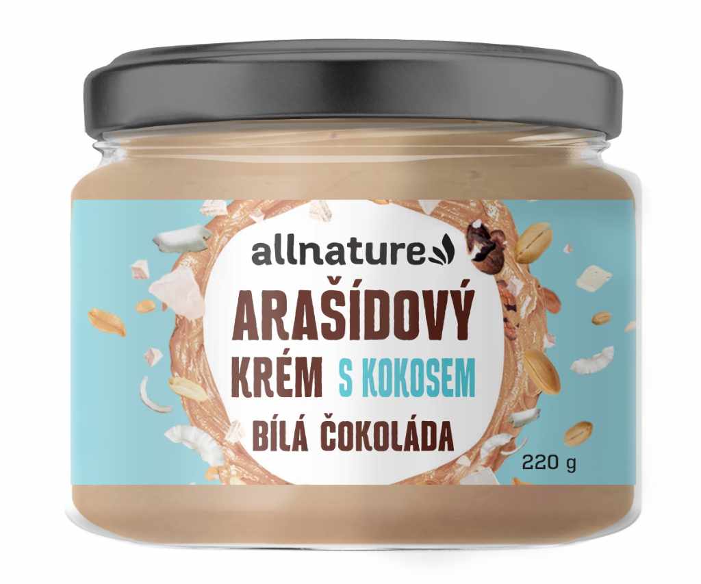 Allnature Arašídový krém s bílou čokoládou a kokosem 220g