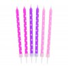 Dortové svíčky s puntíky růžové,fialové 24ks