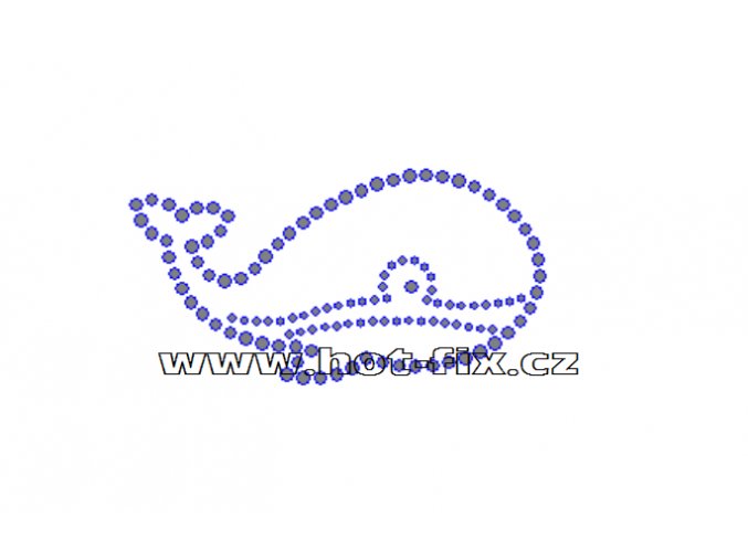 SM009 - nažehlovací hot-fix kamínková aplikace velryba, rozměry cca 9,0x4,7cm