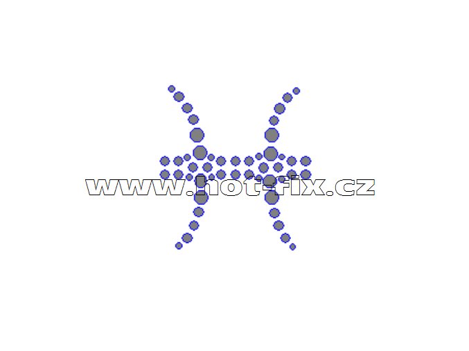 SZ002-12 - hot-fix kamínkový potisk znamení zvěrokruhu Ryby (21. 2.-20. 3.), rozměry cca 4,3x4,7cm