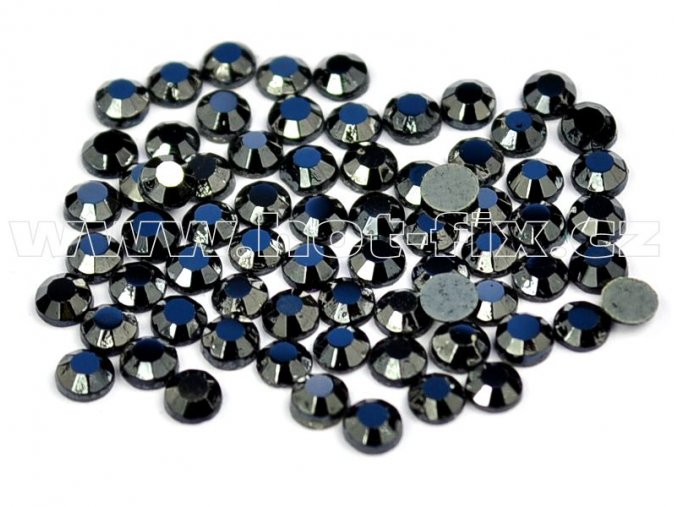 hot-fix kameny barva 125 Jet hematite /černá s kovovým efektem, velikost SS 6, balení 144ks, 720ks, 1440ks