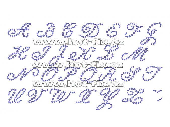 F004 - nažehlovací kamínkový potisk na textil písmena abecedy, výška cca 2,2cm