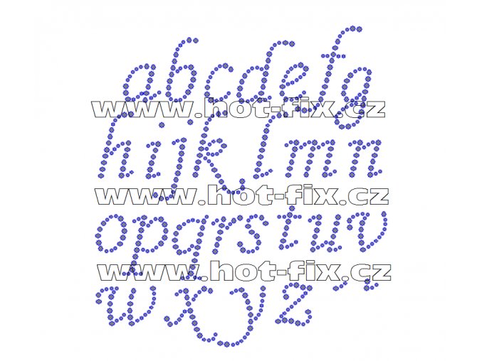 F011 - písmena abecedy nažehlovací kamínkový potisk na textil, výška cca 2,0-5,0cm