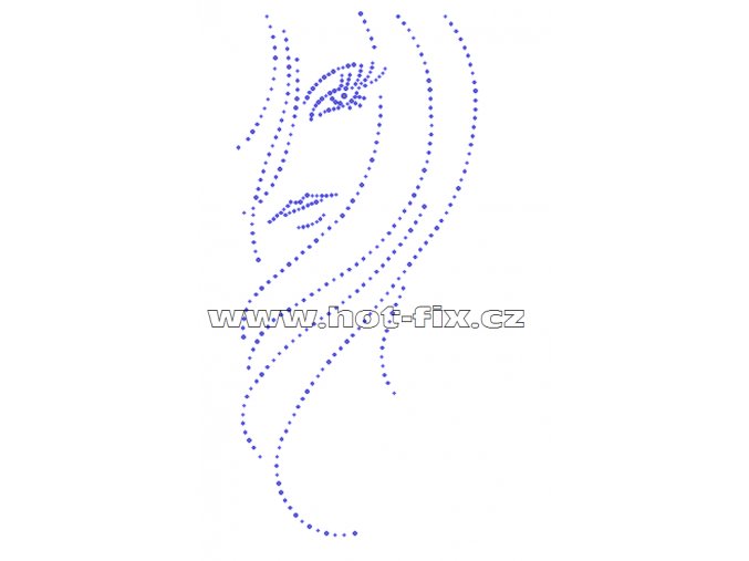 S039-A - tvář nažehlovací hot-fix kamínková aplikace na textil, rozměry cca 12,5x27,3cm