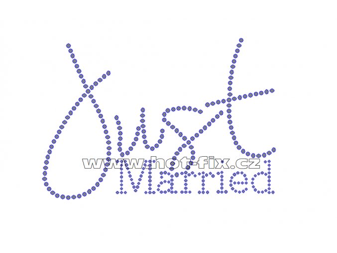 SVAT025-A - Just married nažehlovací kamínkový potisk pro novomanžele, rozměry cca 15,7x10,8cm