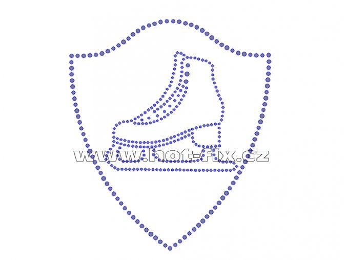C123 - znak brusle nažehlovací hot-fix kamínkový potisk na textil, rozměry cca 13,6x15,6cm