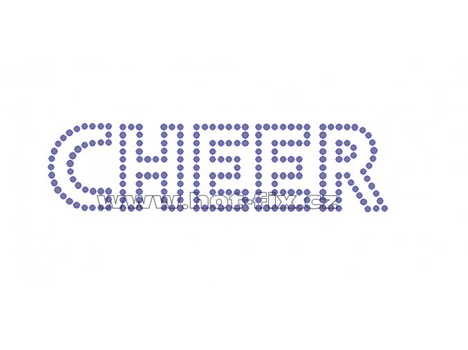 C125 - CHEER hot-fix kamínková nažehlovací aplikace na textil, rozměry cca 15,5x4,0cm