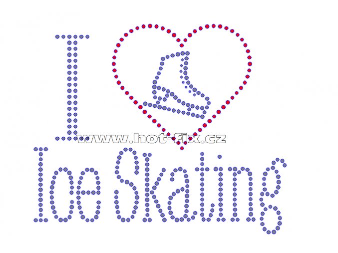 C101 - I love Ice Skating nažehlovací hot-fix kamínkový potisk, rozměry cca 18,7x15,5cm