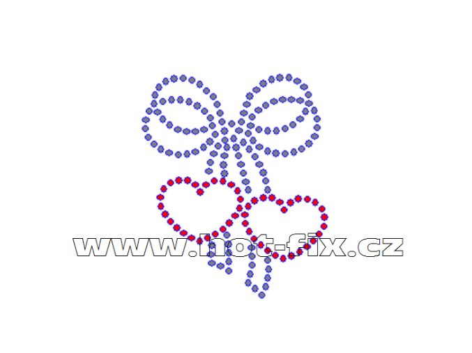 SB018 srdíčka s mašlí hot fix nažehlovačka na tričko, textil hot fix kamínky