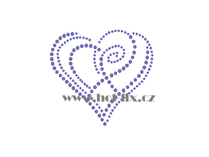 SB028 srdce nažehlovací potisk na triko, textil hot fix kamínky