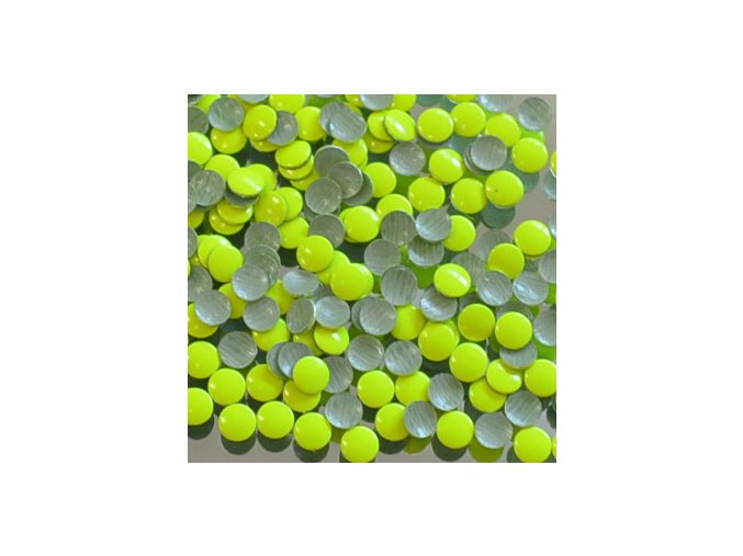 kovové hot-fix kameny barva 1001 FLUO LUMI ŽLUTOZELENÁ velikost 2mm, balení 100 nebo 500ks