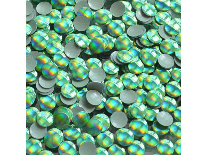 hot-fix kovové kamínky barva HG11 HOLOGRAM SVĚTLE ZELENÝ - sada 4x100ks (balení 2, 3, 4 a 5mm po 100ks)