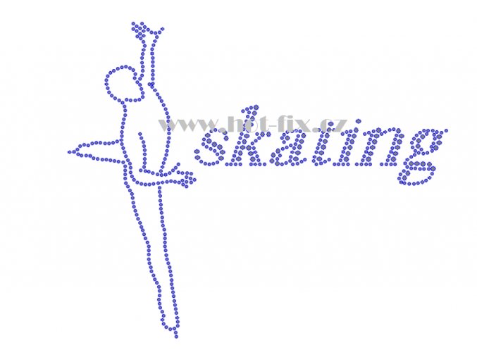 C162 krasobruslař a nápis skating nažehlovací kamínkový potisk na tričko, textil skleněné hot fix kamínky
