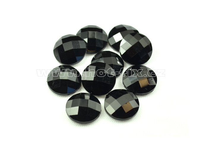 hot-fix kameny epoxy KULATÉ barva černá, velikost 15mm, balení 10 nebo 50ks