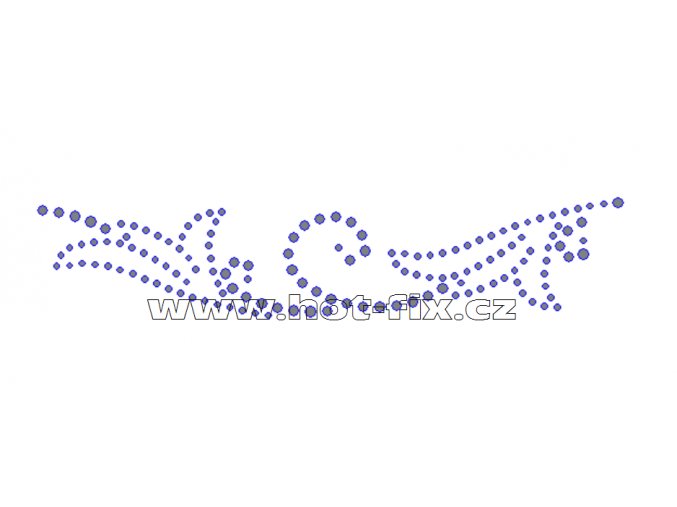 A008-L - nažehlovací hot-fix kamínkový motiv na textil abstraktní vzor, rozměry cca 16,0x3,5cm