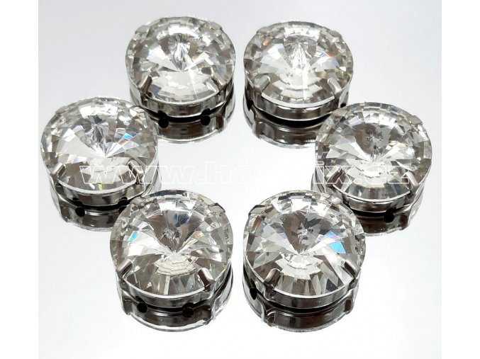 našívací kámen v kotlíku kulatý 18mm barva CBP101 Crystal
