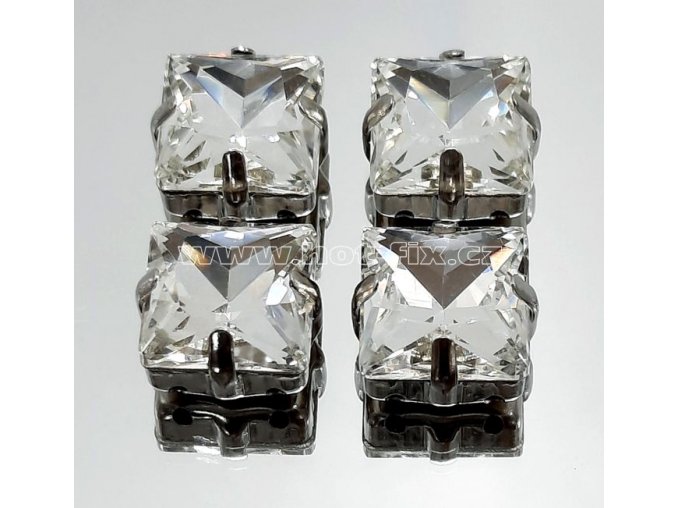 našívací kámen v kotlíku čtverec 10x10mm barva CBP101 Crystal