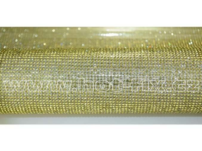 kamínková nažehlovací folie na textil hot fix kameny barva zlatá Jonguil velikost SS8
