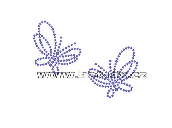 A086 - abstraktní motýlci nažehlovací hot-fix kamínkový potisk na textil, rozměry cca 9,9x7,4cm