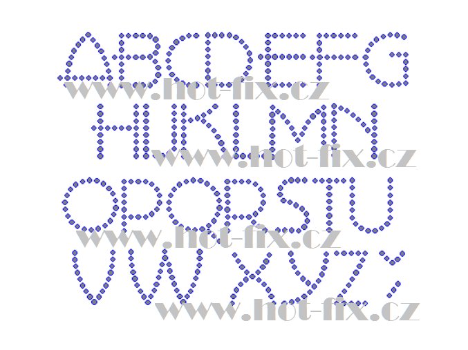 F016 písmena abeceda fonty písma nažehlovací kamínkový potisk na tričko, textil hot fix kameny