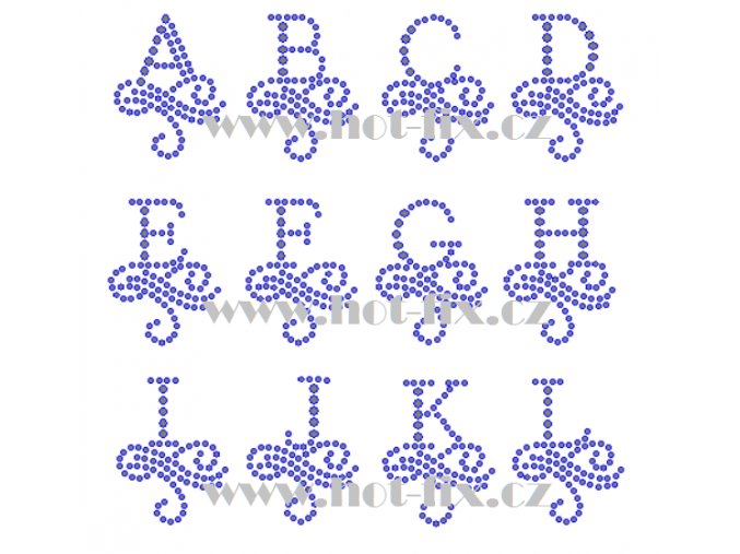 FM003 A L monogramy písmena abecedy nažehlovací hot fix kamínkový potisk na textil