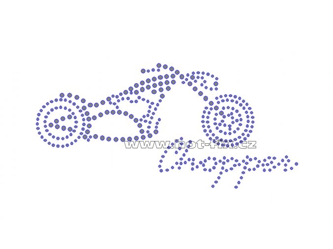 M001 - chopper nažehlovací potisk z hot-fix kamenů, rozměry cca 16,8x8,1cm
