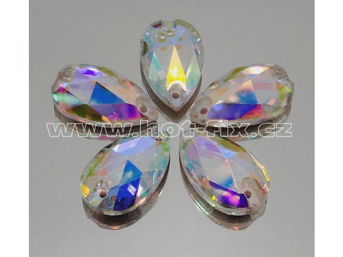 NK SL10.5x18 CBEP1201 celobroušený našívací kámen slza 10,5x18mm barva CBEP1201 AB Crystal