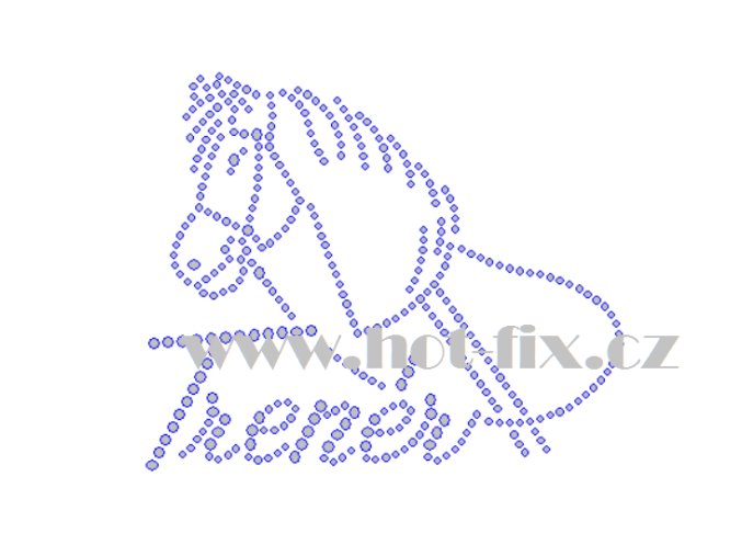 C206 trenér Hobby Horse nažehlovací hot fix kamínková aplikace na tričko, textil skleněné hot fix kamínky