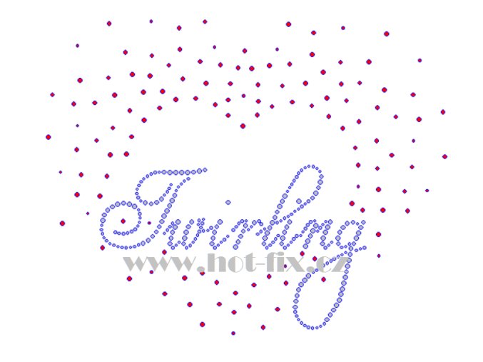 C207 Twirling Love nažehlovací hot fix kamínková aplikace na tričko, textil skleněné hot fix kamínky