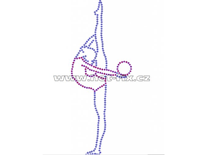 C081 - nažehlovací potisk z hot-fix kamínků gymnastka s míčem, rozměry cca 7,0x17,8cm