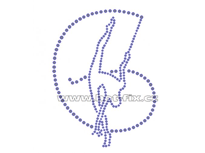 C090 - nažehlovací potisk z hot-fix kamenů gymnastka se stuhou, rozm. cca 9,4x12,6cm