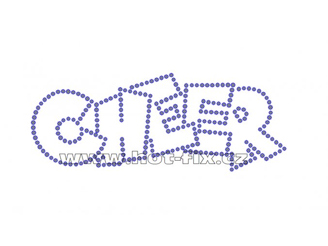 C111 - CHEER hot-fix kamínková nažehlovací aplikace na textil, rozměry cca 17,9x6,9cm