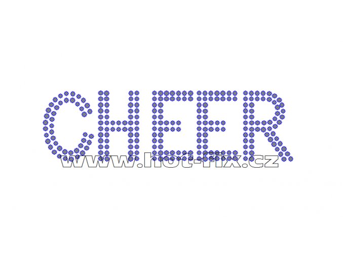 C113 - CHEER hot-fix kamínková nažehlovací aplikace na textil, rozměry cca 15,0x4,3cm