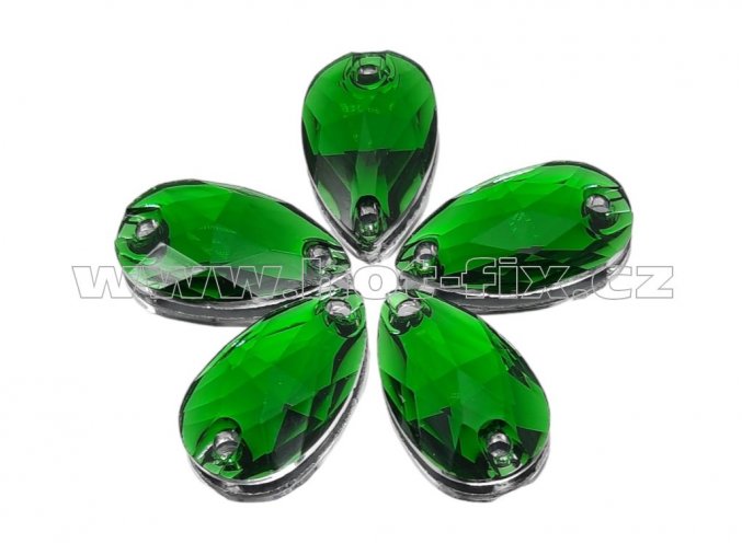 našívací kámen epoxy slza 10,5x18mm barva 114 Emerald světlý zelená
